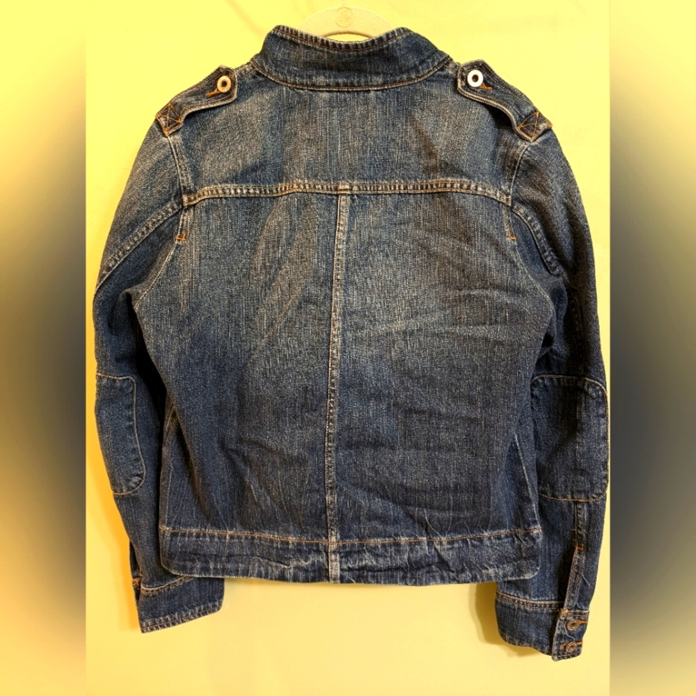 Lucky Brand Hand Crafted Distressed Moto Jean Jacket Size MD - Picture 2 of 7
